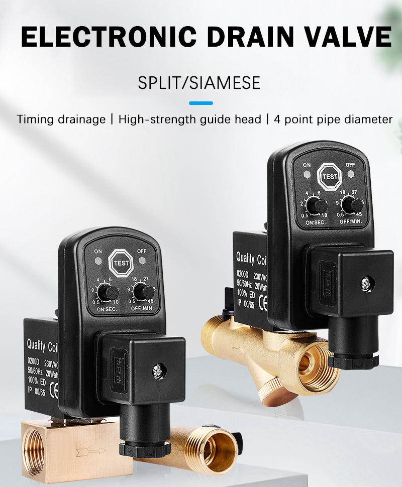 Air compressor drain solenoid valve